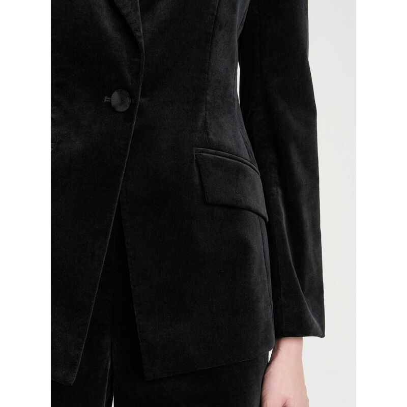 Veronika Maine Stretch Velvet Fitted Blazer image number 2